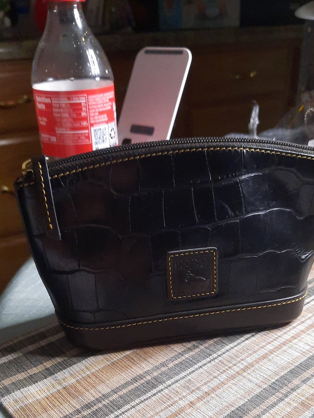 Vintage Dooney & Bourke Black Croc-Embossed Leather Cosmetic Case